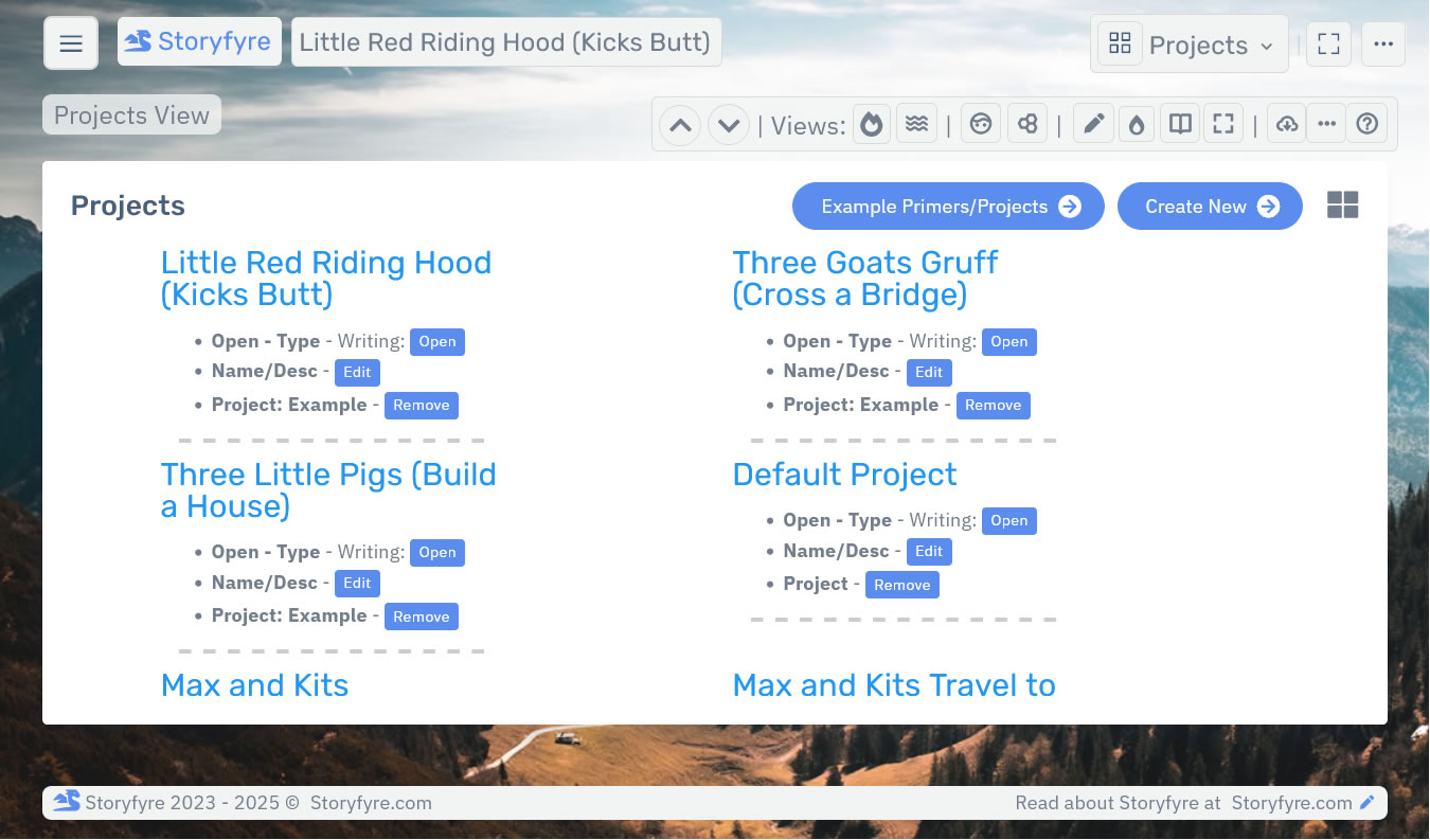 Storyfyre Pro Projects