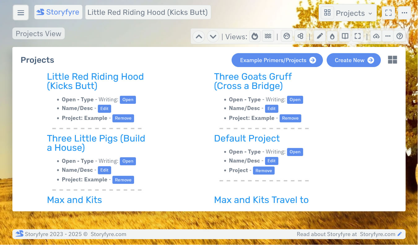 Storyfyre Pro Projects